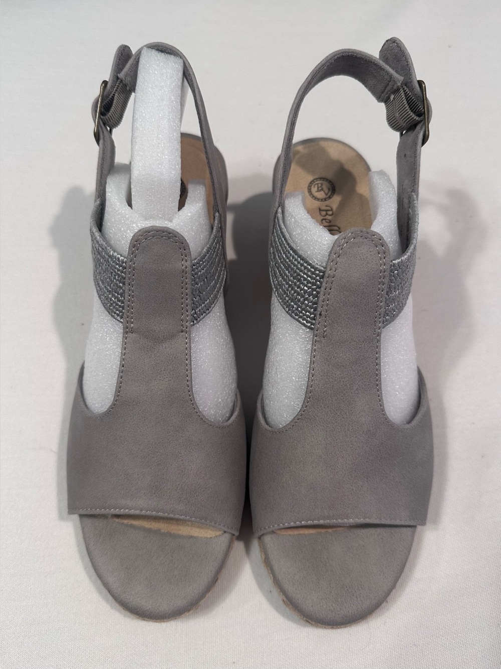 Bella Vita Grey ‘Zayla’ Open-Toe Slingback Sandals NIB